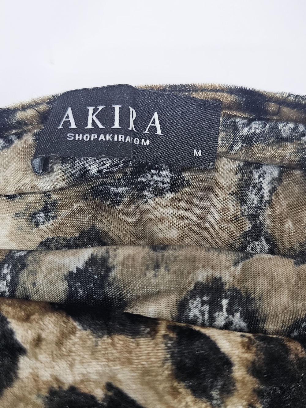 Y2K Akira Leopard Bodycon Size M Mini Dress Velvet Animal Print Whimi Cowl Neck - Picture 6 of 12